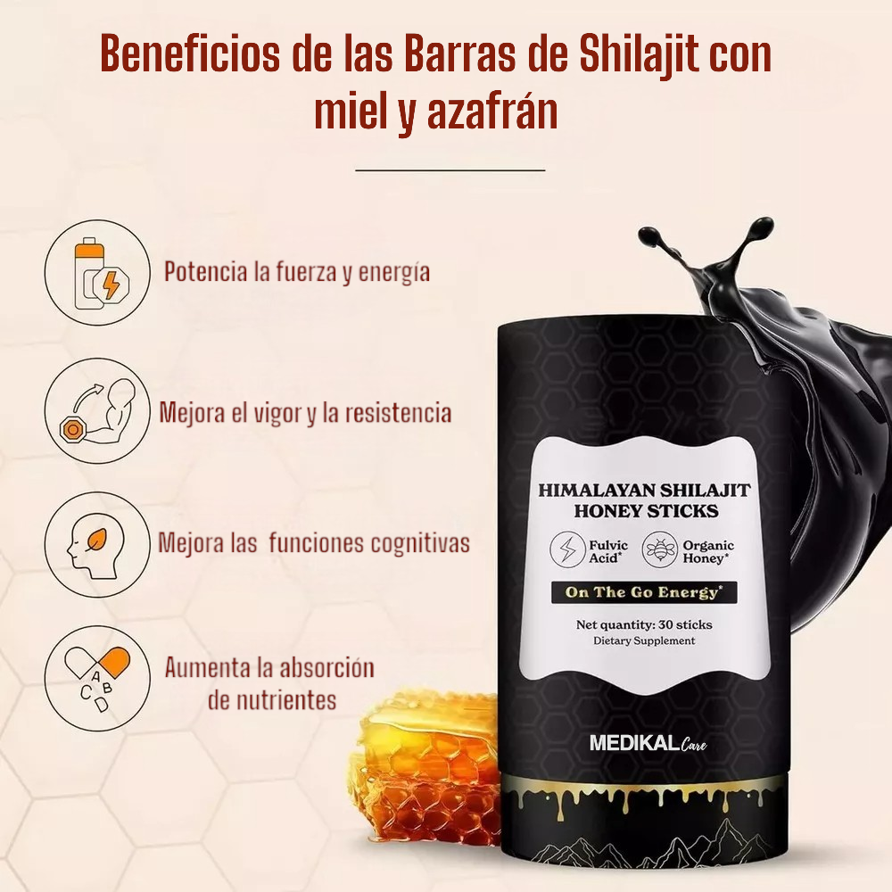 Barras de Shilajit con Miel y Azafrán - Medikal Care